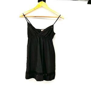 Aritzia Wilfred‎ Silk Babydoll Strappy Blouse Low V Women’s XS Dark Gray Slip